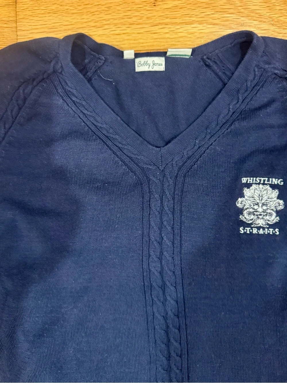 Bobby Jones Golf Navy V-Neck Cable Knit Sweater - Men